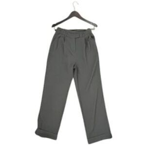 Wide Leg Dress Pants High Waist Cuffed‎ Ankle Trousers